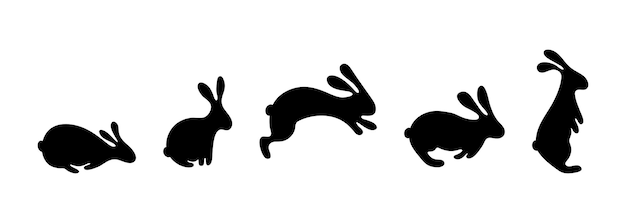 Set van Oost-konijntjes konijnen silhouetten vector illustratie