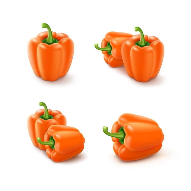 Set van oranje zoete bulgaarse paprika, paprika