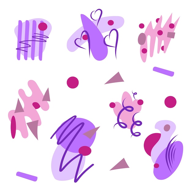 Vector set van paarse vector abstracte vloeiende vorm banner voor website vloeibare ontwerpelementen