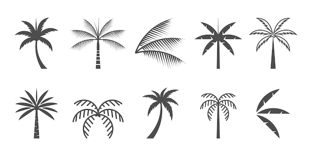 Set van palm logo pictogram vector met creatief element