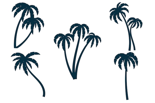 Set van palmbomen silhouet tropische palmbomen clipart