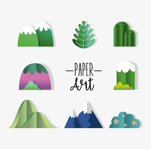 Set van papier kunst iconen