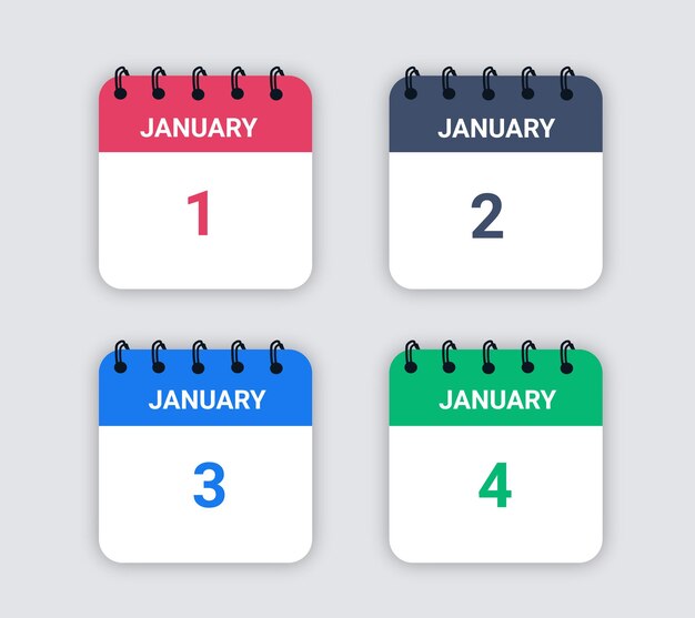 Set van papieren kalender iconen geïsoleerd