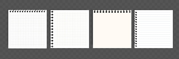 Set van papieren notebookbladen Vectorontwerp sjabloon