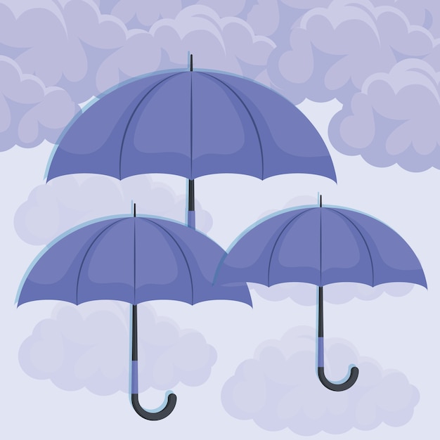 Vector set van parasols in de lucht