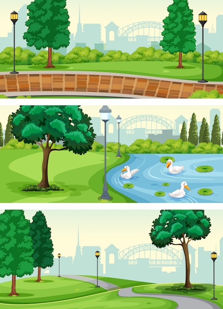 Vector set van park scene