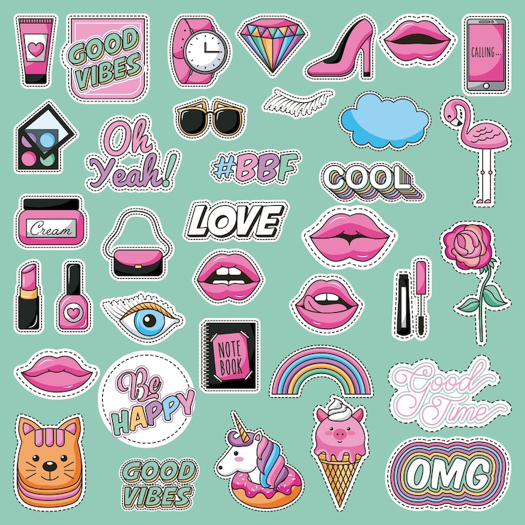 Vector set van patches fashion tiener mooie afbeelding