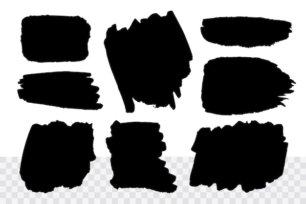 Set van penseelstreek zwarte inkt silhouetten Vector handgeschilderde achtergrond voor design