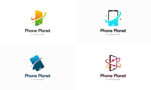 Set van phone planet-logo-ontwerpen