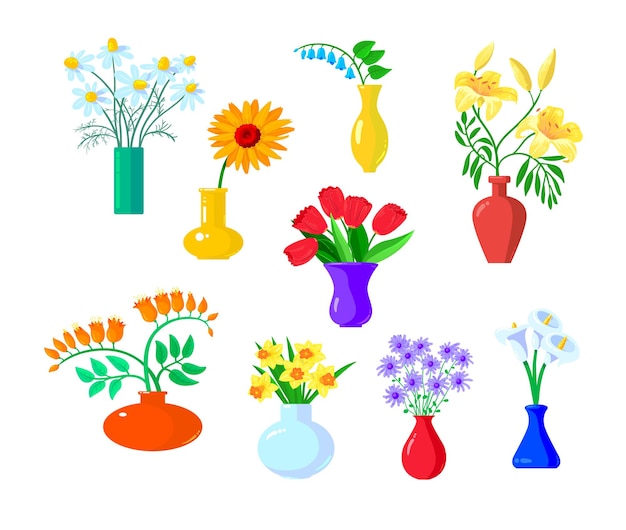 Set van pictogrammen bloemen geïsoleerd op wit.