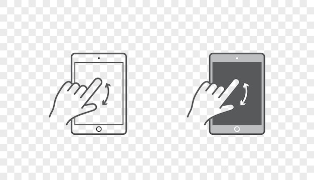 Set van pictogrammen met handen met Smart Device met gebaren