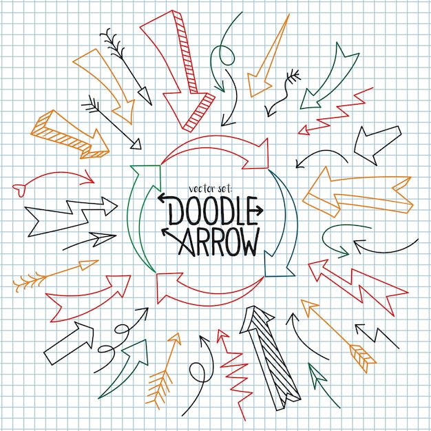 Set van pijl doodle ontwerpelement