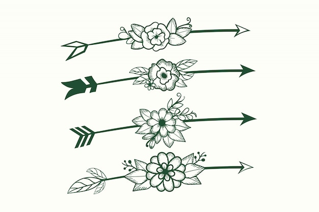 Set van pijlen met bloem boheemse element