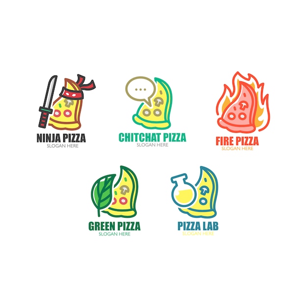 Set van pizza-logo