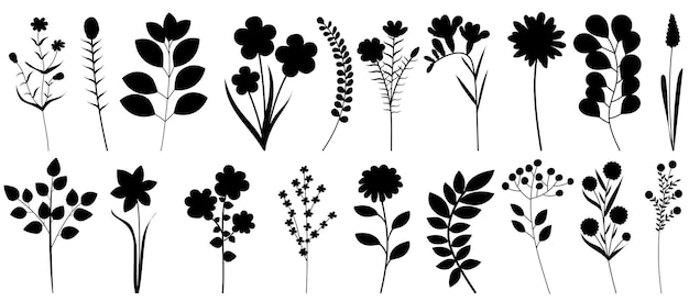 Vector set van planten silhouet geïsoleerde vector