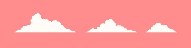 Set van platte handgetekende cartoon wolken Moderne bewolkt weer illustratie ingesteld op roze achtergrond