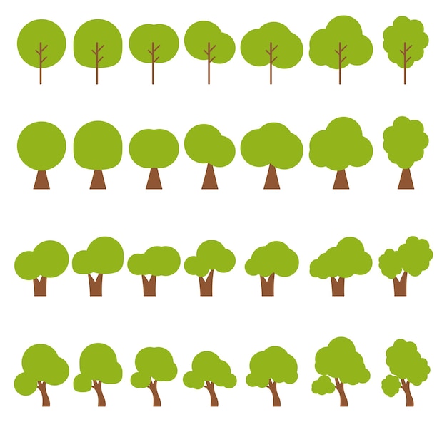 Set van platte ontwerp bomen