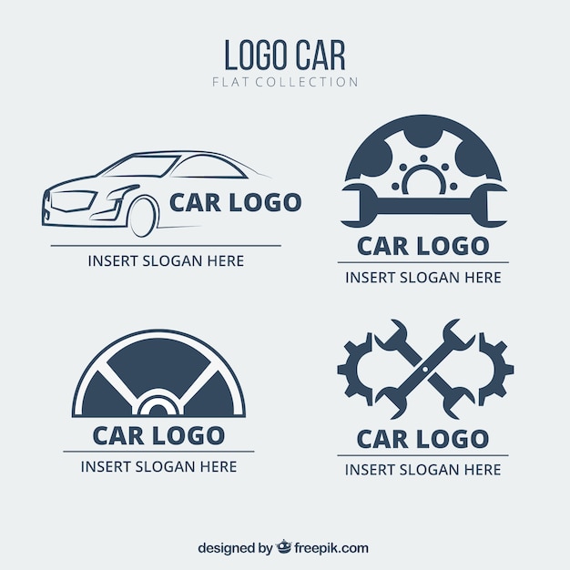 Vector set van platte wagen logos