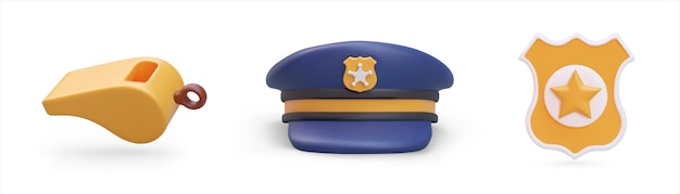 Set van politie accessoires 3D fluit uniform pet politie badge