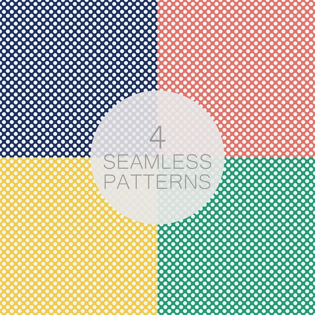 Set van polka dot naadloze patroon. de witte cirkels op een blauwe achtergrond. textuur voor plaid, kleding, shirts, jurken en andere textielproducten. vector illustratie.