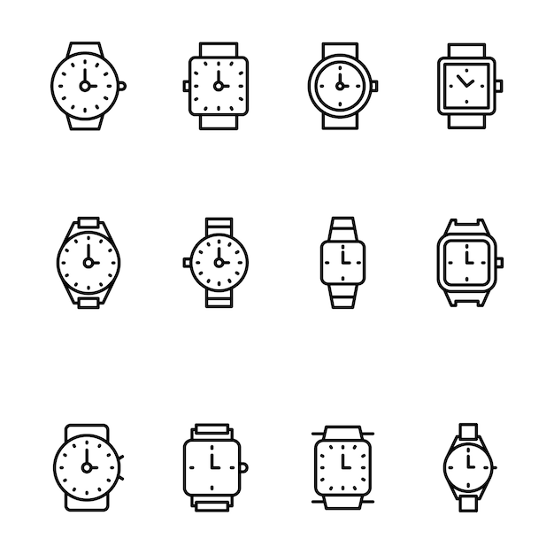 Set van polshorloge lijn pictogrammen