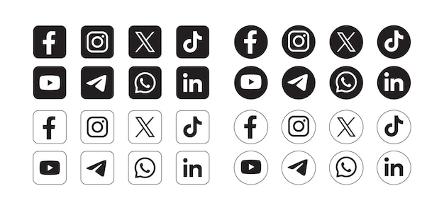 Set van populaire social media iconen