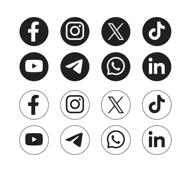 Set van populaire social media iconen