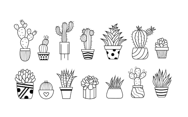 Set van potplanten vector huis planten illustratie