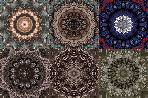 Set van prachtige mandala abstracte fractal patroon illustratie