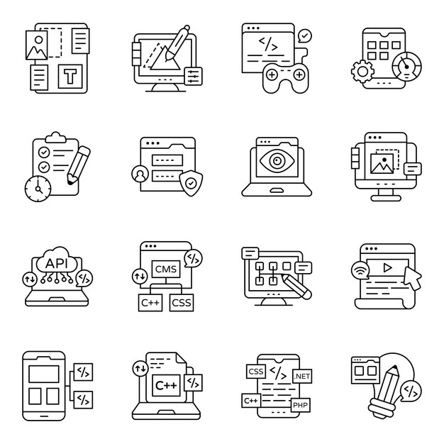 Set van programma lijn iconen