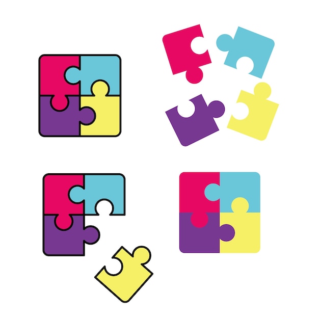 set van puzzel ontwerp zakelijk teamwerk teken en symbool