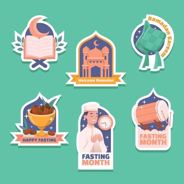 Vector set van ramadan maand sticker