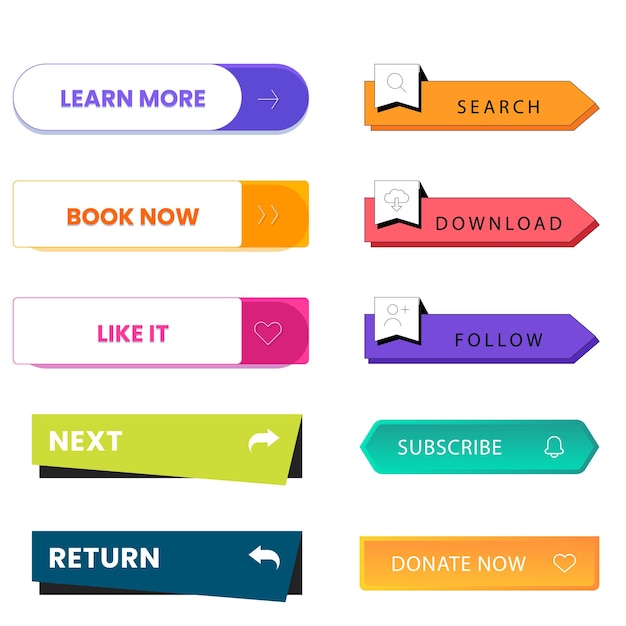 Set van Read More iconen knoppenontwerp Kleurrijke Read More knoppenpakket voor website advertenties UI en projectie