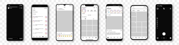 Set van realistisch smartphonemodel met instagram-sjabloonframe voor sociaal netwerk