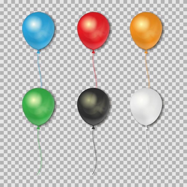 Set van realistische ballonnen geïsoleerd op transparante achtergrond Vectorillustratie