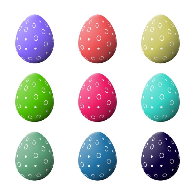 Set van realistische eieren op witte achtergrond. Pasen collectie.