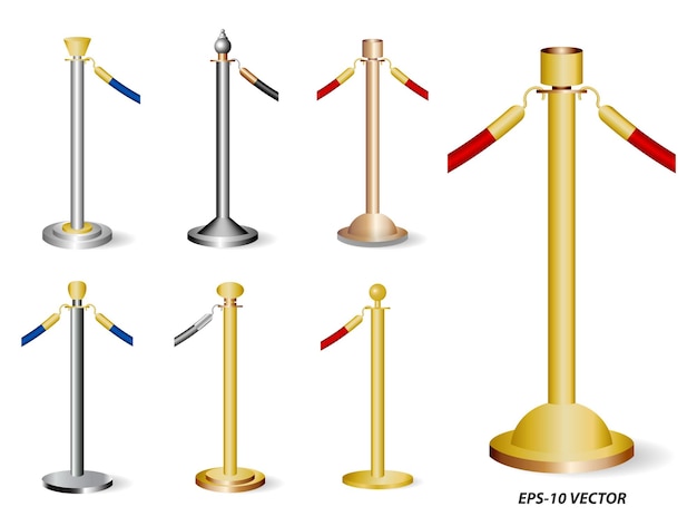 set van realistische gouden barricade of stand barrière touw geïsoleerd eps vector