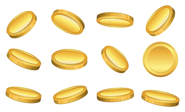set van realistische gouden munten geïsoleerd of cryptovaluta gouden of digitale valuta bitcoin
