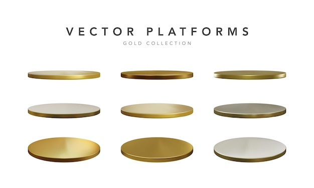 Set van realistische gouden podiumpodium