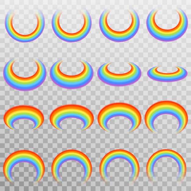 Set van realistische kleurrijke regenboog.