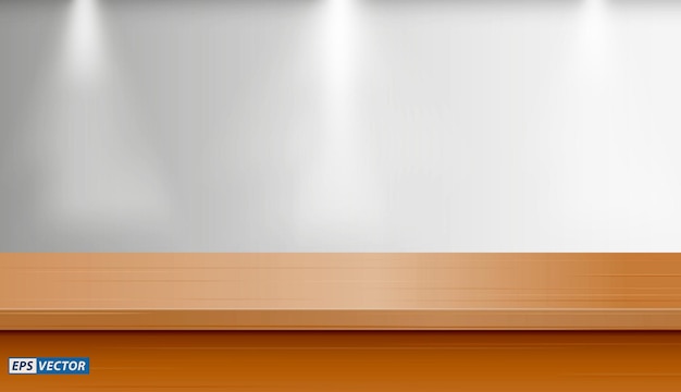 set van realistische lege tafel mock-up met muur achtergrond of leeg bureau met down light of mock up