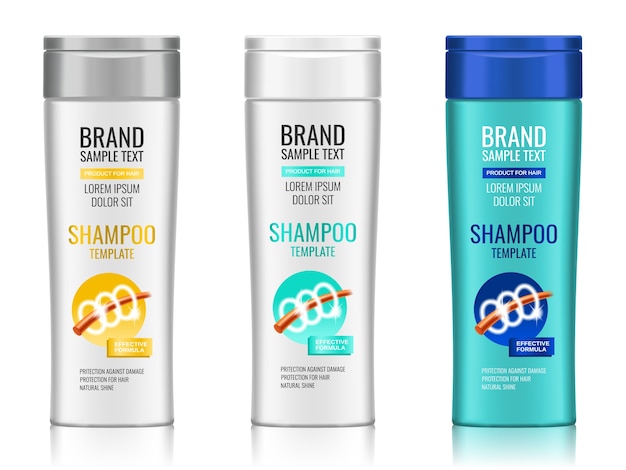 Set van realistische plastic shampoo