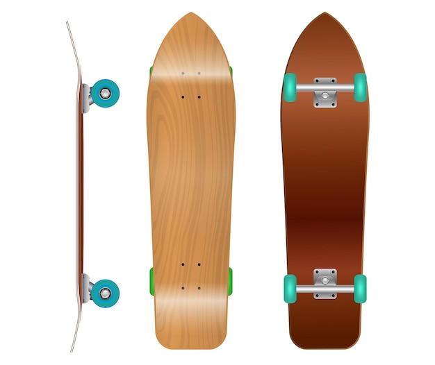 set van realistische skateboard deck sjabloon geïsoleerde eps vector