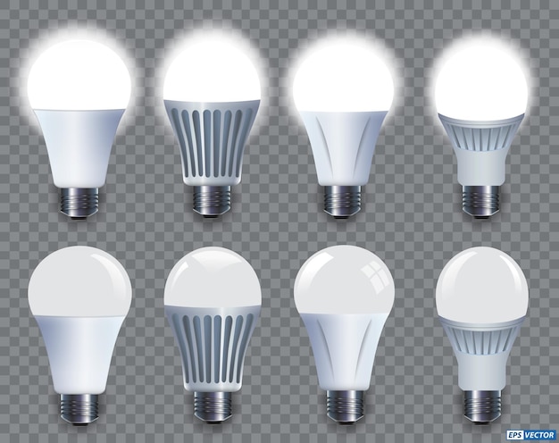 Vector set van realistische smart wifi led gloeilamp mockups 3d illustratie