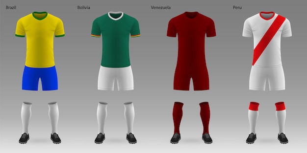 Set van realistische voetbal kits