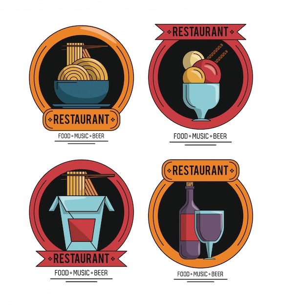 Set van restaurant emblemen