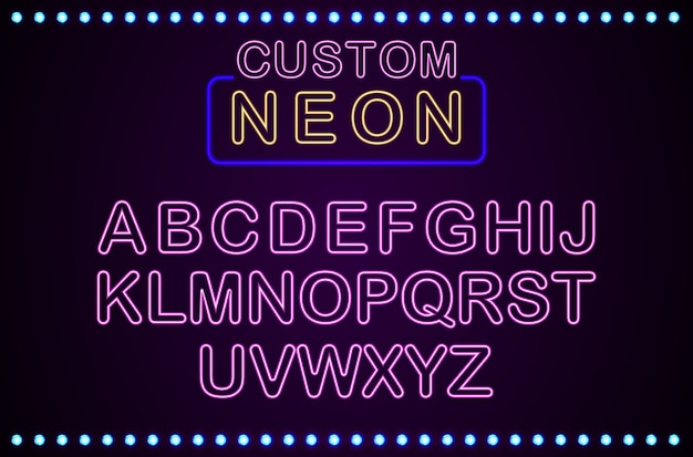 Set van retro aangepaste neon teken achtergrond