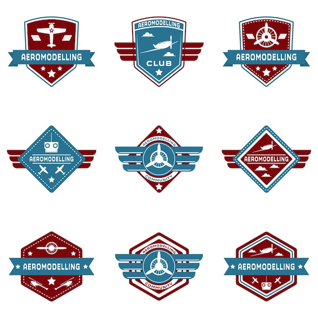 Vector set van retro aero-logo