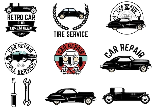 Vector set van retro auto club labels.