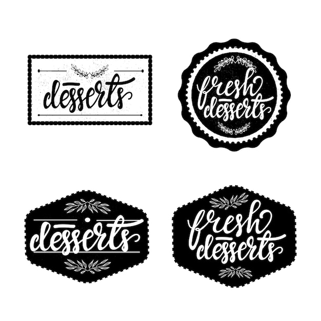 Set van retro badges met belettering voor cafe. vector illustratie.